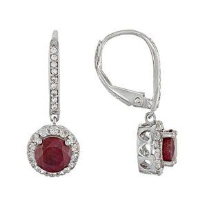 NWT Red Indian Ruby Rhodium Over SS Earrings 2.40c